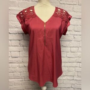 Express Satin Lace Sleeve Top Sz M
